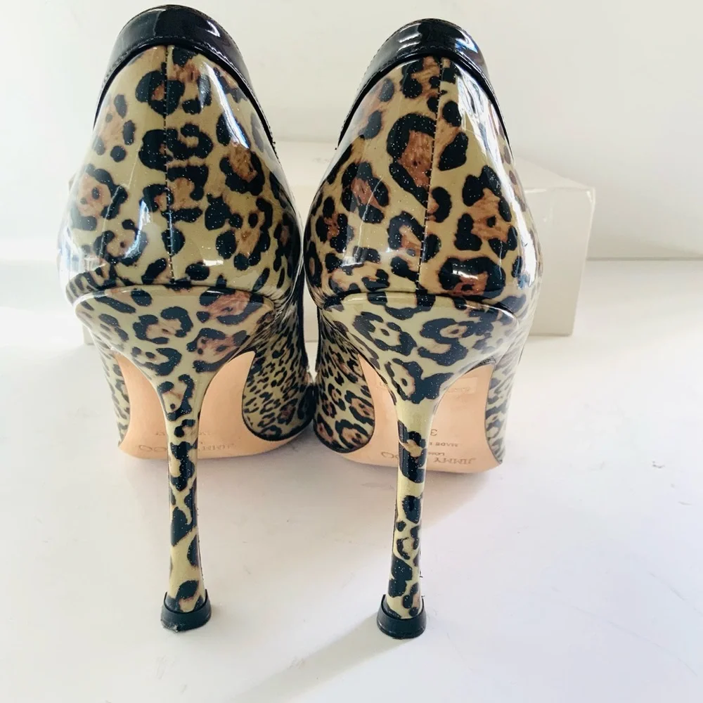 Jimmy Choo animal print beige black heels 38